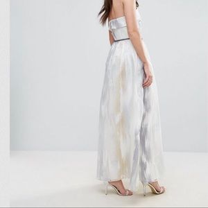 Little Mistress metallic organza strapless dress